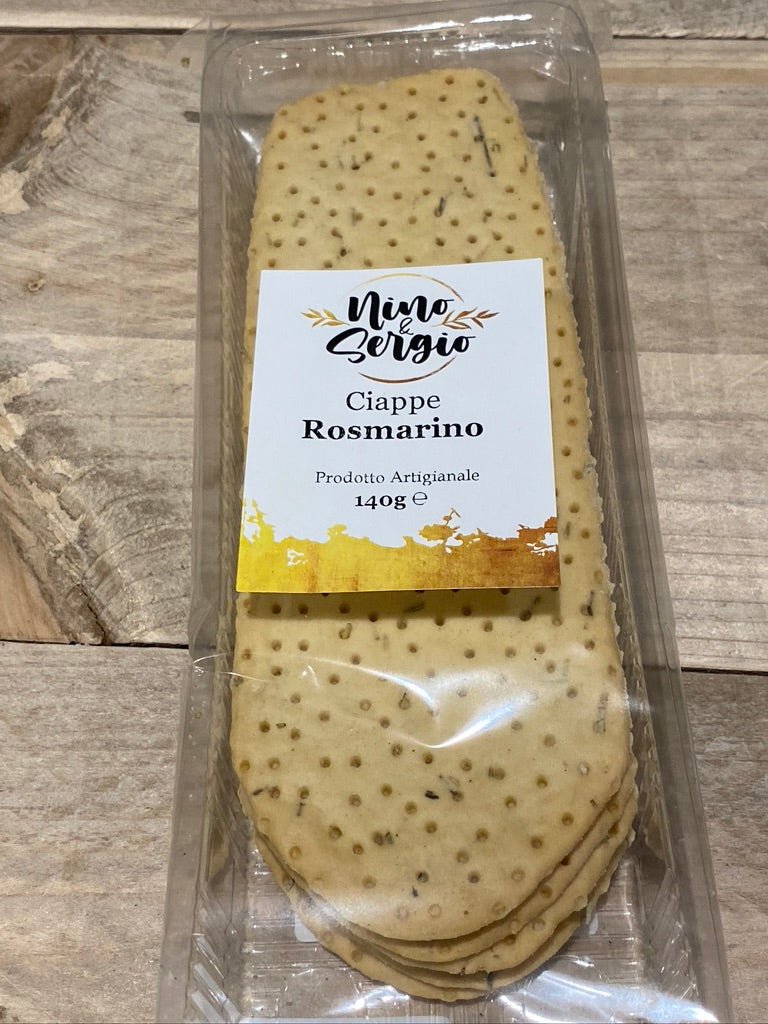 Ciappe rosmarino. Krokante grote lange toast met rozemarijn. - Auguri