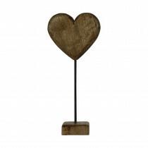 Decoratief hart in mango hout op staander. - Auguri decoratie & geschenken